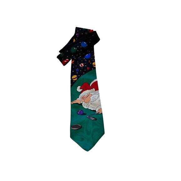 Hallmark Specialties Men's Black Santa Playing Golf Christmas Neck Tie - Picture 2 of 5